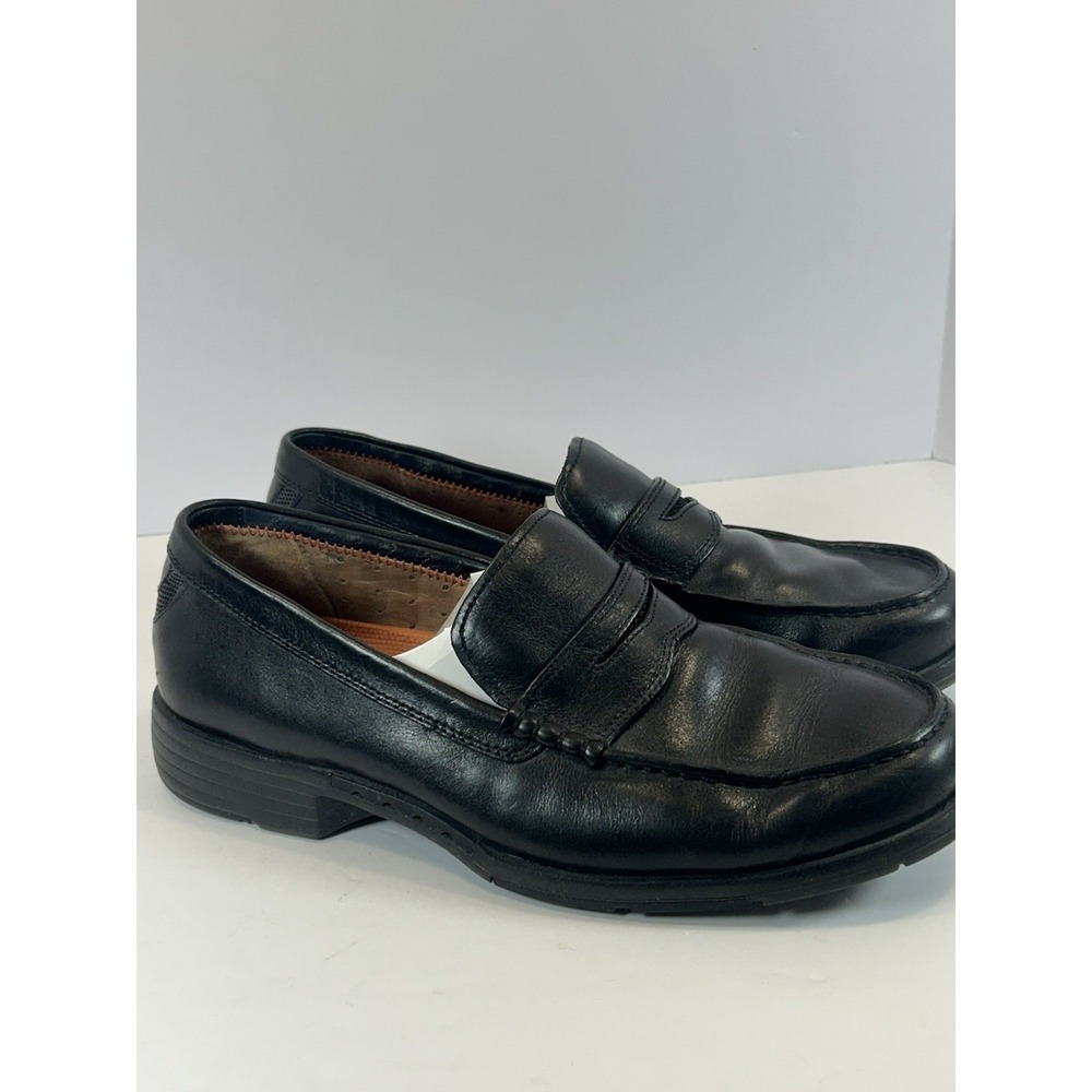 Clarks Unstructured 71740 Men Black Leather Penny Loafer Shoe SZ 10M Pre Owned